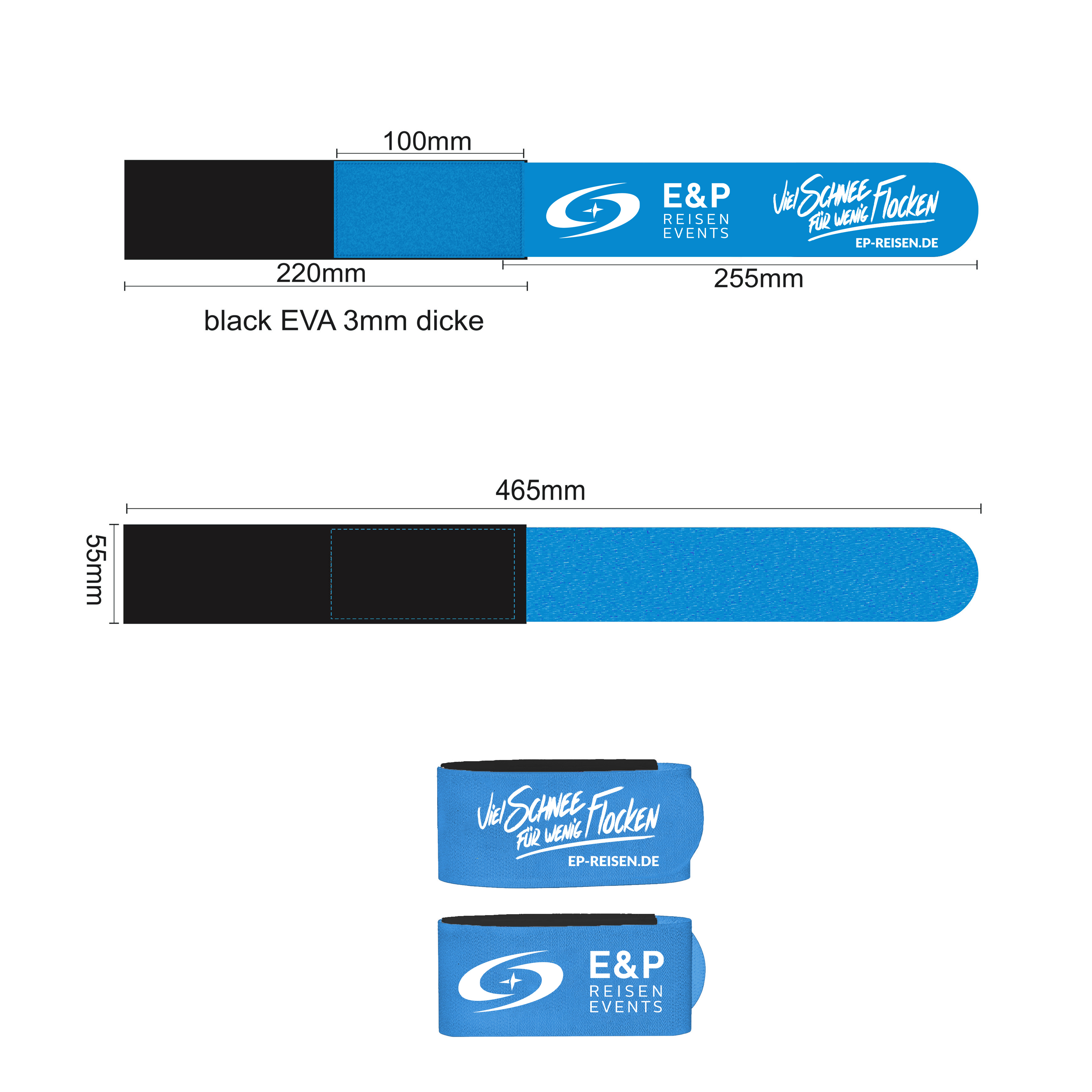 Skidhållare Längd & Alpin med Tryck – Skidremmar med Logga för Alla Skidtyper