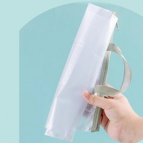 Dokumentpåse med dragkedja – Mesh plastpåse med logotry...