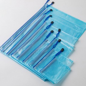 Dokumentpåse med dragkedja – Mesh plastpåse med logotry...