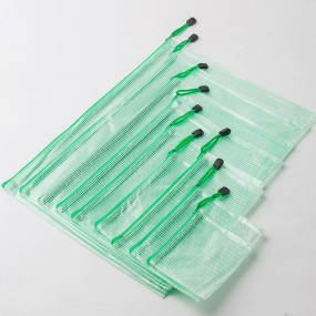 Dokumentpåse med dragkedja – Mesh plastpåse med logotry...